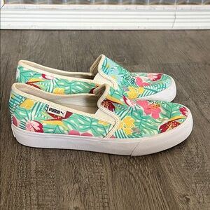 PUMA Tropical Print Floral Women Sneakers Shoes Slip-On size 7.5